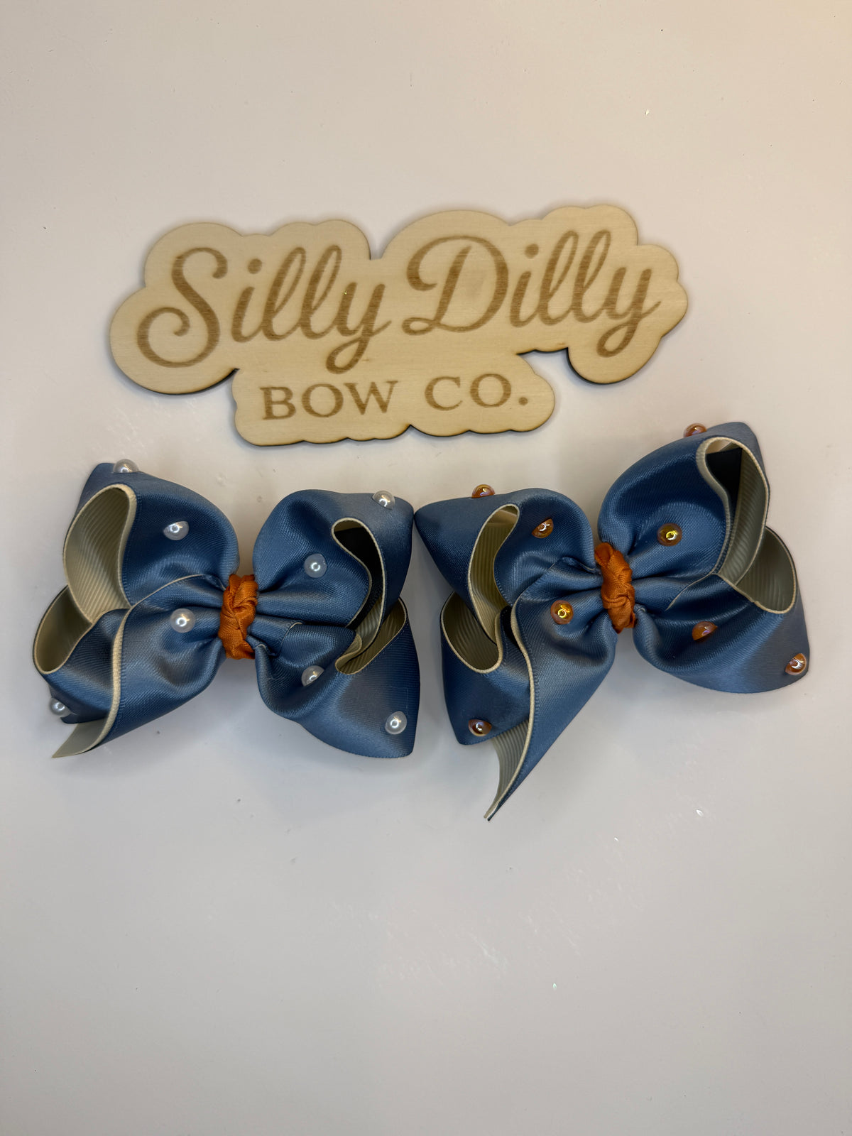 Antique Blue & Rust Satin Piggies